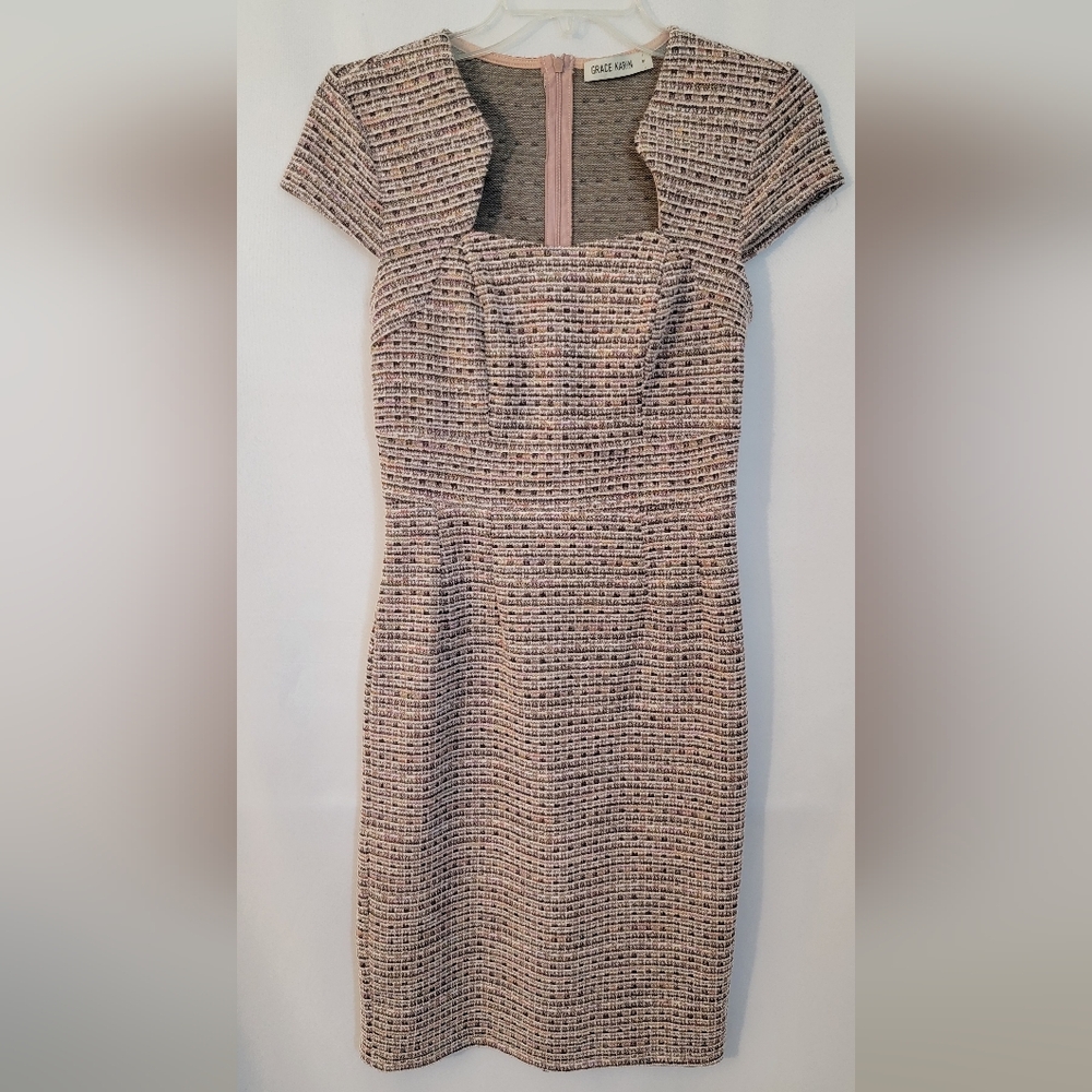 Grace Karin Pink Midi Dress Square Neck Size S